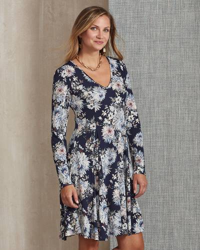 mia navy floral wrap dress