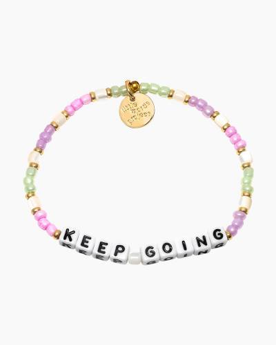 Little Words Project Keep Going Breast Cancer Crystal Bead Stretch Bracelet