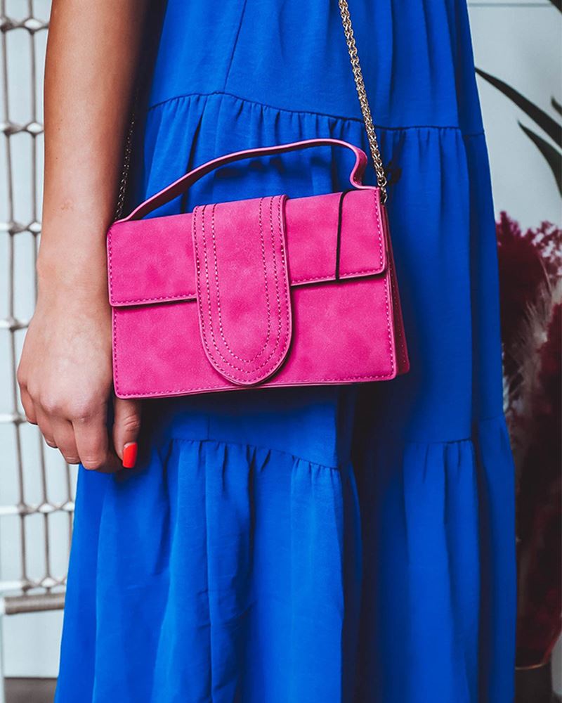 Moda Luxe Elizabeth Suede Crossbody Bag in Magenta