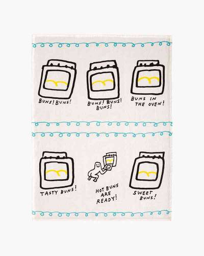 Printed Dish Towel: Hot Buns Are Ready – MASS MoCA