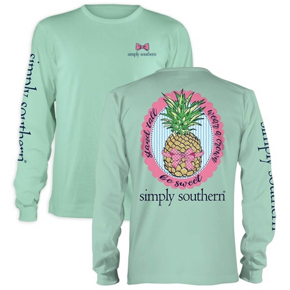 Simply Southern Women's Be Sweet Pineapple Long Sleeve Top | The Paper ...