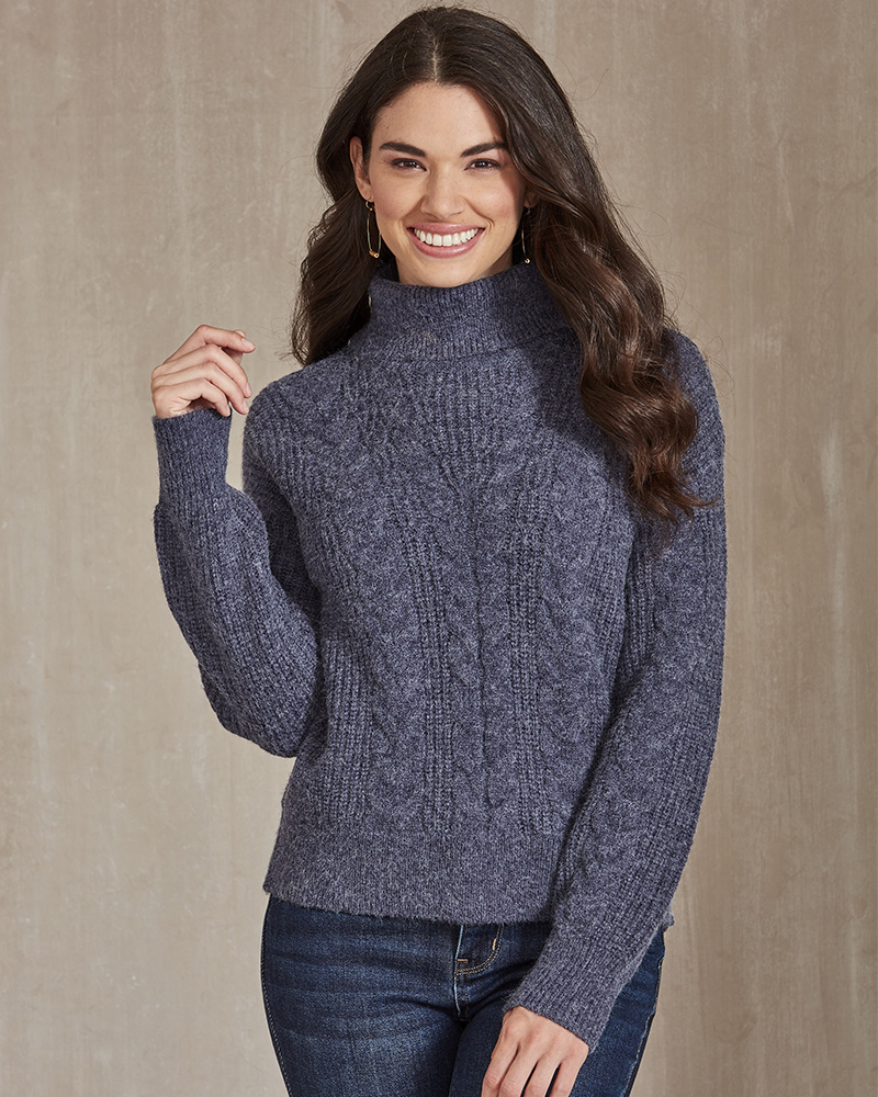 navy turtleneck sweater