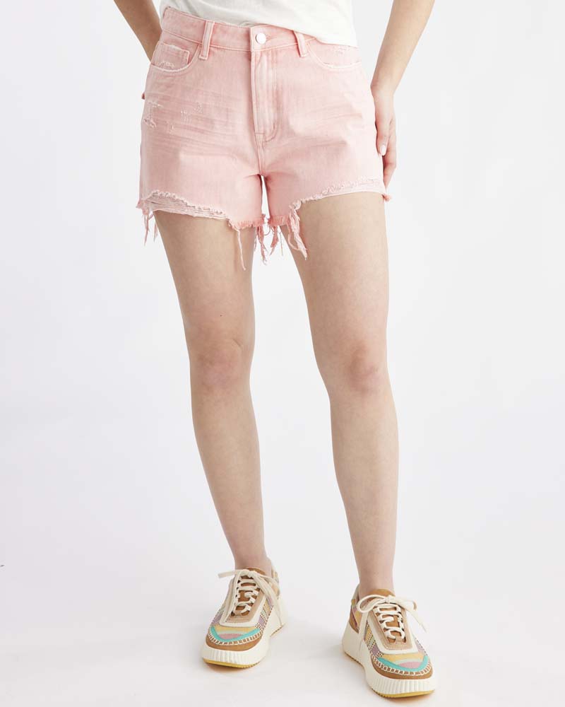 Pink cut off hotsell denim shorts