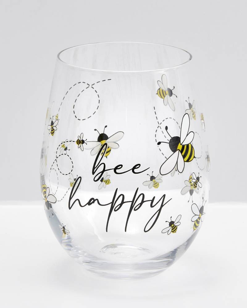Vintage Bee etched, stemless wine glass - The Honey Exchange