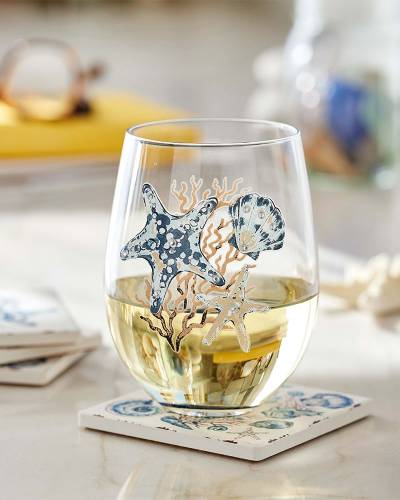 FLORAL STEMLESS WINE GLASSES - SET OF FOUR – The Huntington Store