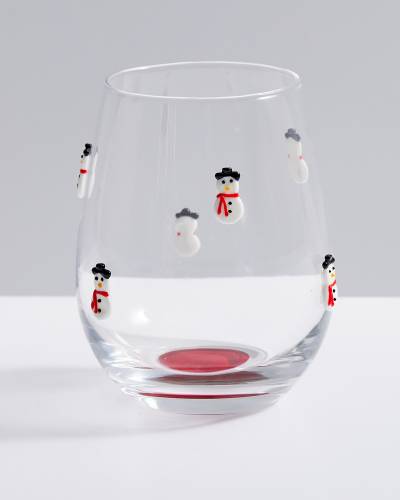 DISNEY NEW Mickey & Minuie Catch a Snowflake 18 oz. Red Wine Glass (Set 2)