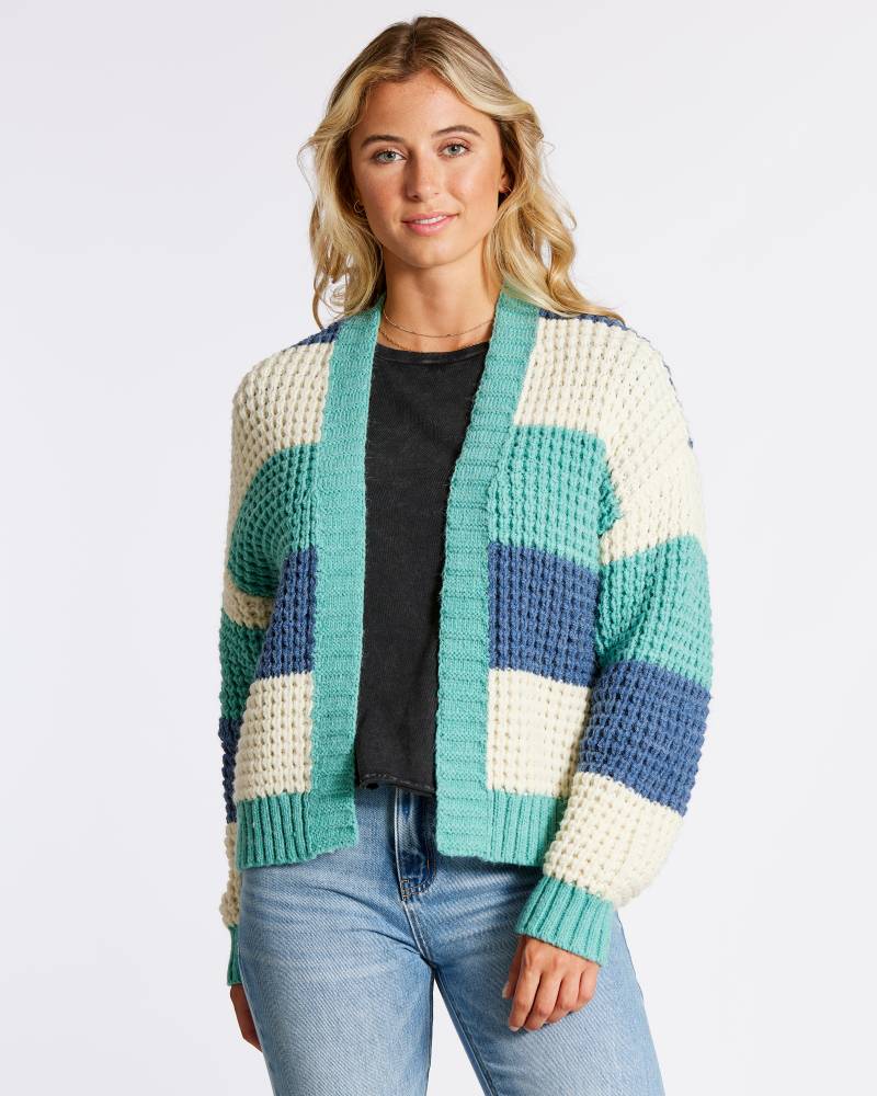 Striped Cropped Knit Cardigan Sweater
