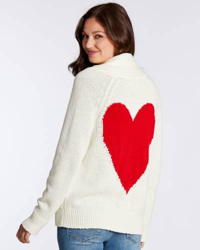 Red Heart Back Knit Cardigan in White