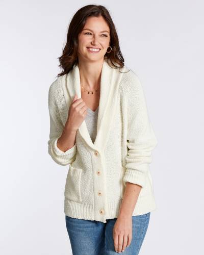 Red Heart Back Knit Cardigan in White