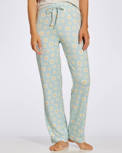 Women's Plush Fleece Pyjama Lounge Pants - Pink/Flowers