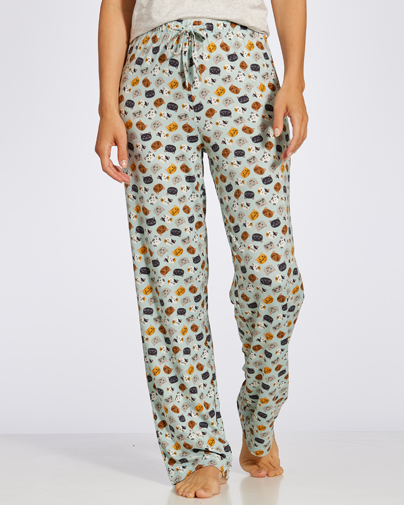 Women's Lounge Pajama Pants - Lounge Pajamas Paw Cat Drawstring