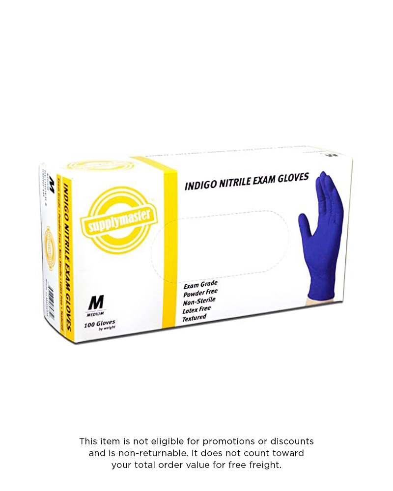 supply master indigo nitrile exam gloves