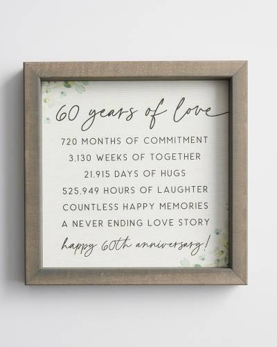 60th Anniversary Gift 60th Wedding Anniversary Sign 60 