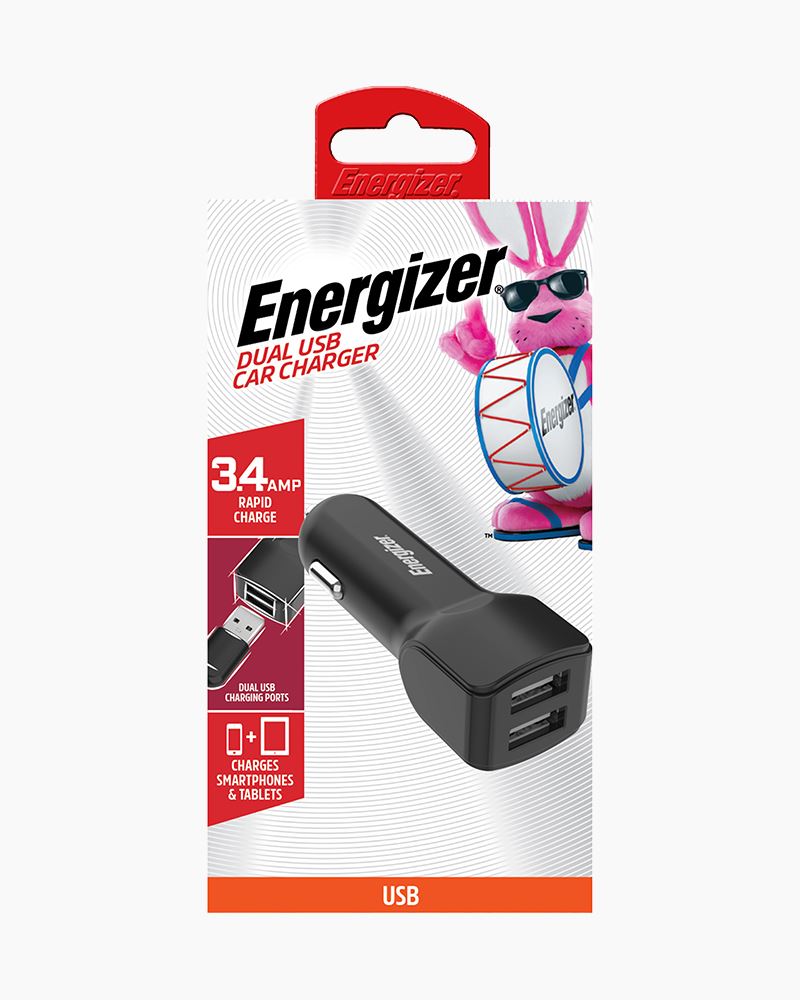 Buitenshuis Paradox Gevestigde theorie Energizer Dual USB Car Charger in Black | The Paper Store