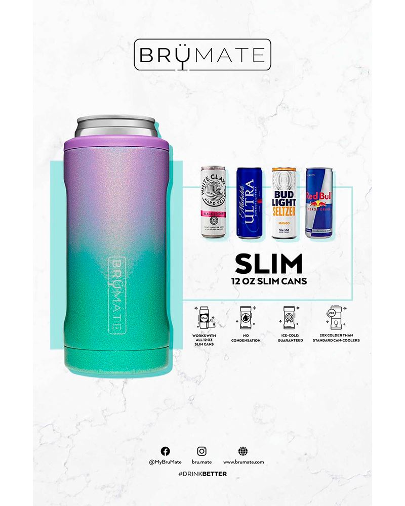 BruMate Hopsulator Slim Stainless Steel Can Cooler in Monstera