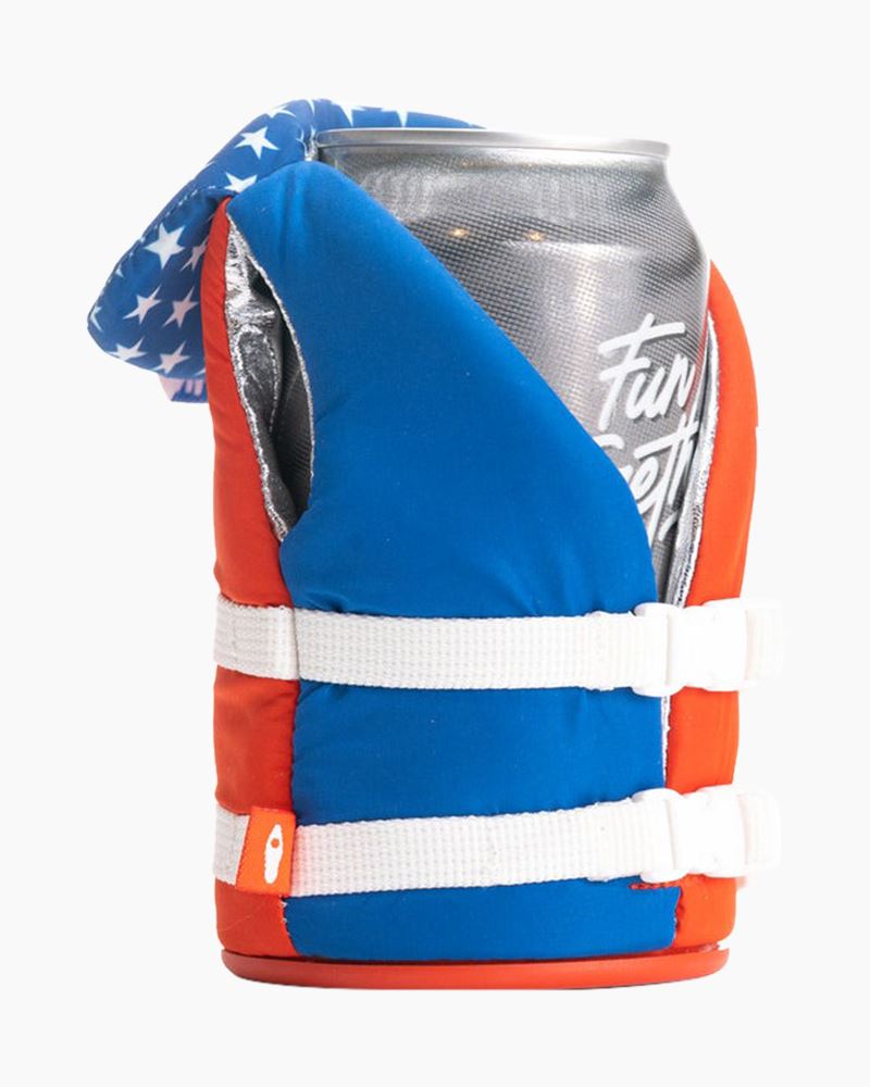 Puffin - The Buoy Beverage Life Vest - Insulated Can Cooler, Flag Red