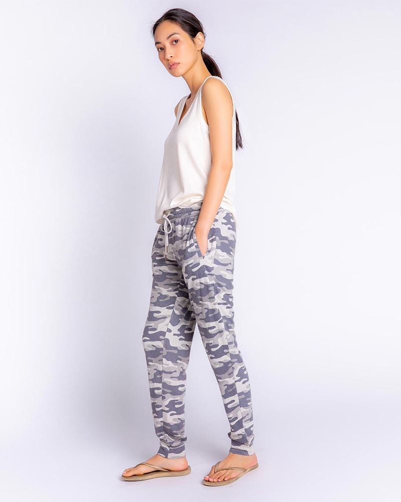 P.J. Salvage Camo Cool Banded Jogger Pants in Blue and Grey The