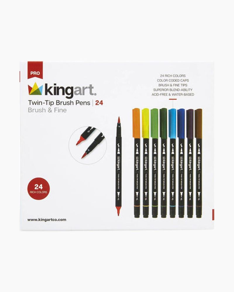 Kingart Studio, Permanent Fine Tip Markers, Set of 24 Vivid Colors 