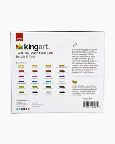 Kingart Studio, Permanent Fine Tip Markers, Set of 24 Vivid Colors 