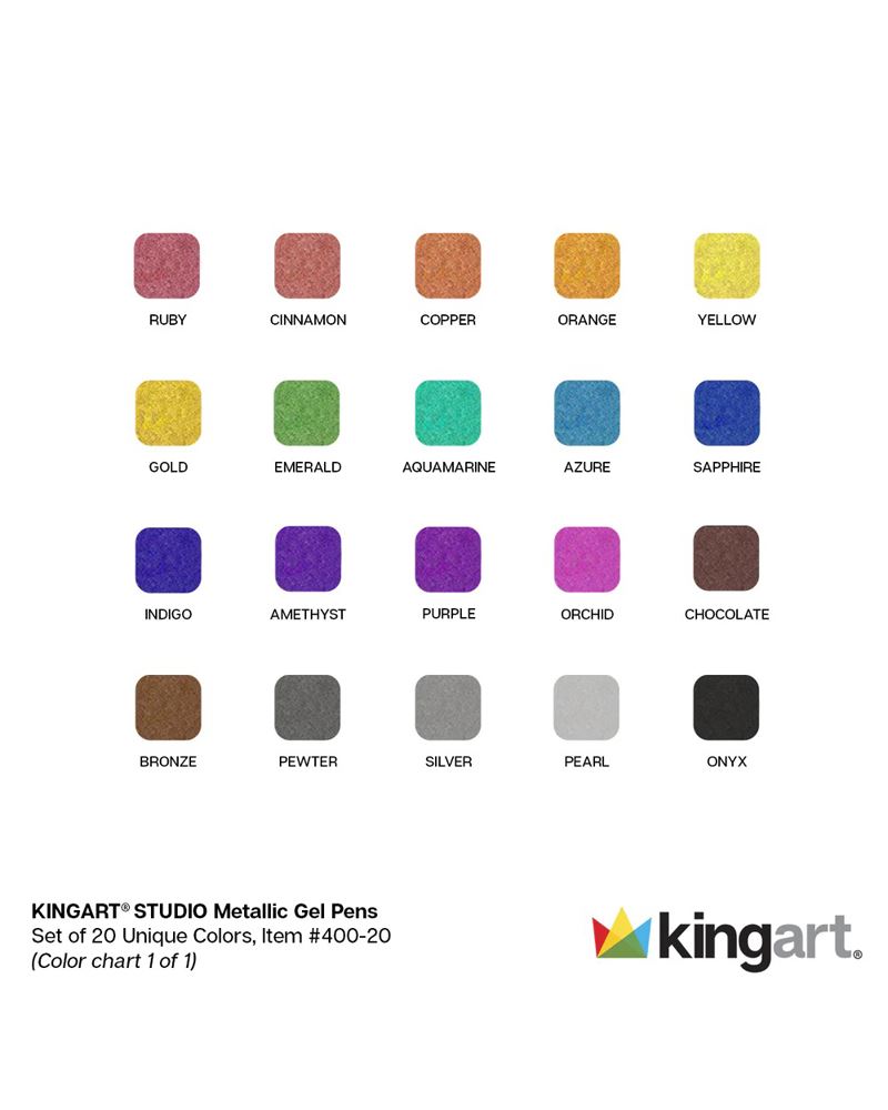 KINGART Soft Grip Metallic Gel Pens (Pack of 20)