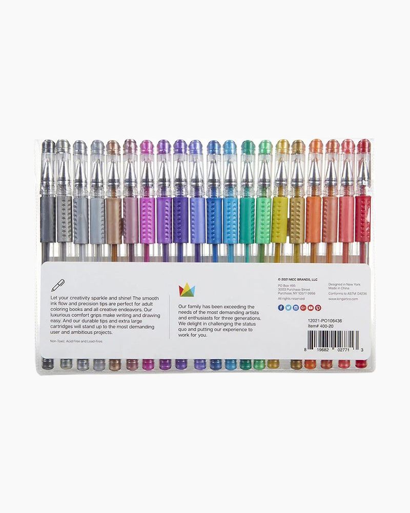 Kingart Soft Grip Glitter Gel Pens Set of 50 Colors