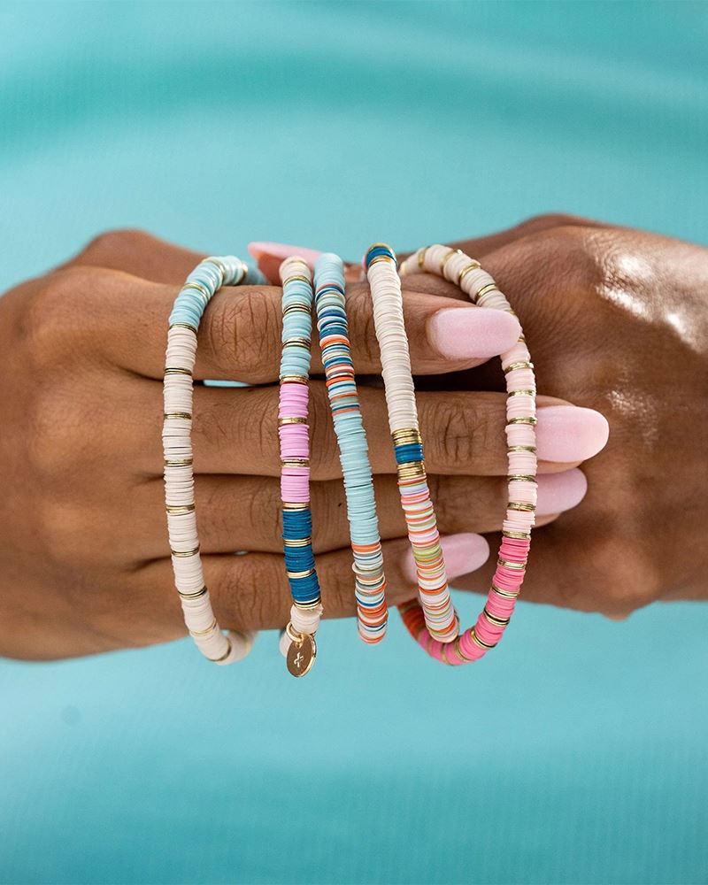 INK+ALLOY Kenzie Woven Stripes Beaded Stretch Bracelet