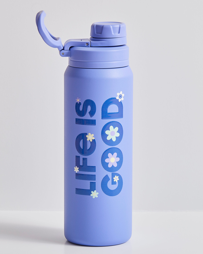 LIFE IS GOOD 32 oz WIDE MOUTH STAINLESS STEEL WATER BOTTLE