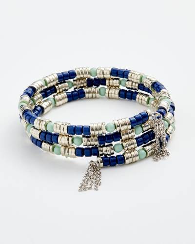 Kenneth Oxidized Sterling Silver Corded Bracelet in Navy