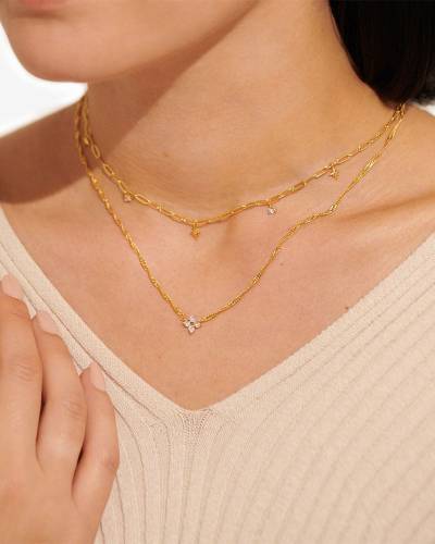 Stone and Strand Gold Chain Necklace