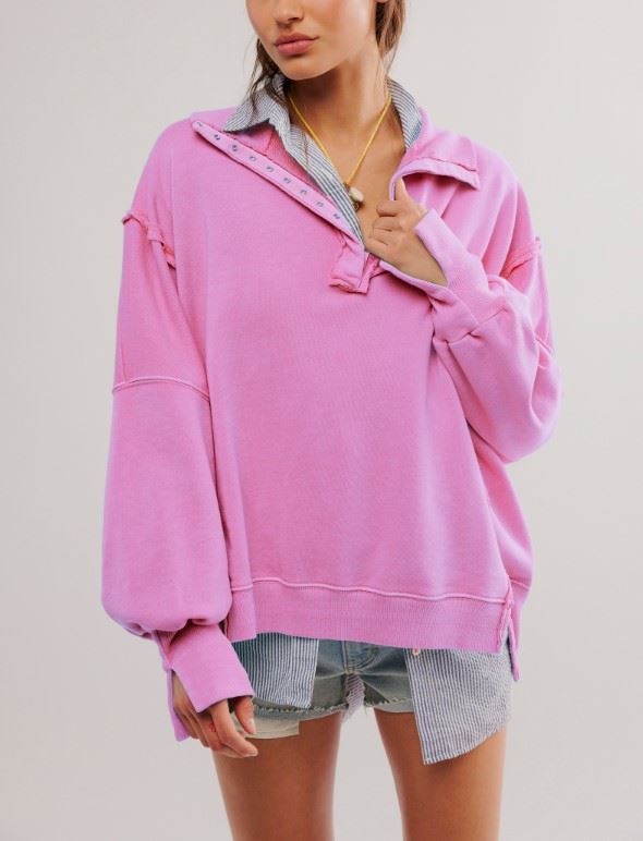 NEW Free People outlets Camden Pullover in Pink Phenom